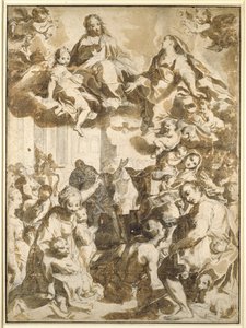 Madonna del Popolo, efter Barocci (svart krita med brunaktig tvätt på beige papper)